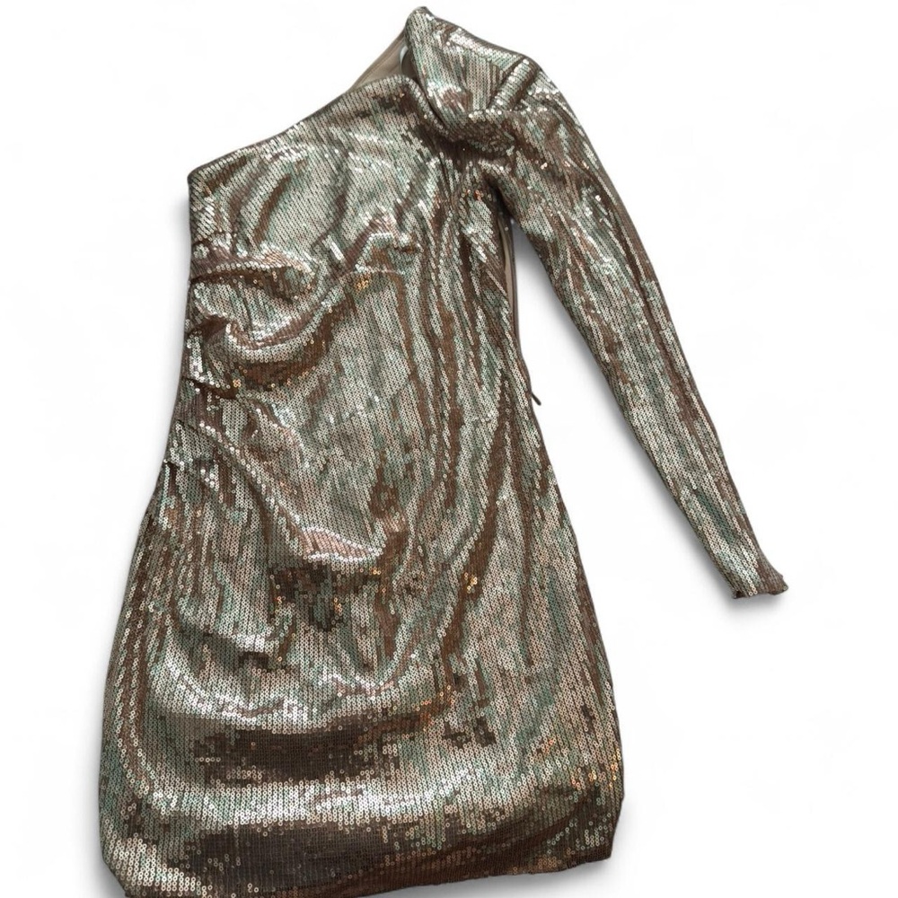 Dance & Marvel Metallic One-Shoulder Dress